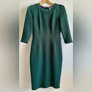 Boden Mia Ottoman 3/4 sleeve dress green (emerald/forest) US Size 6